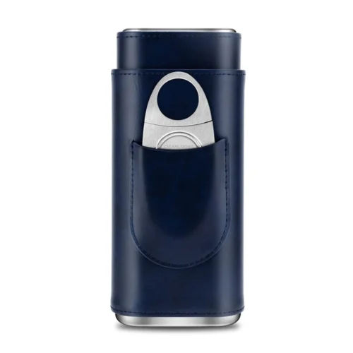Étui à cigares & Coupe-cigares | 3 Emplacements Cuir bleu navy-1
