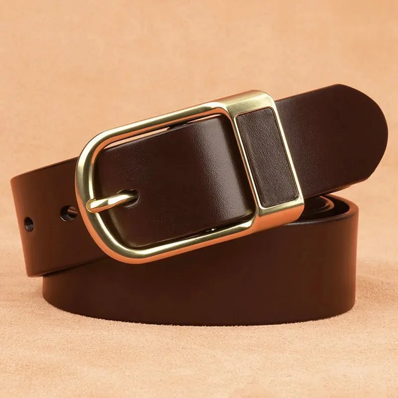 Ceinture cuir "Marron" | Boucle dorée-1