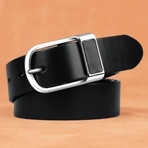 Ceinture cuir "Noir" | Boucle dorée-1