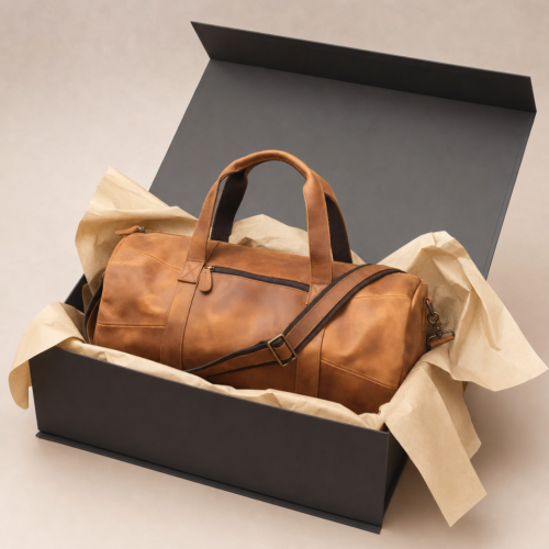 Sac de voyage en cuir de vachette vintage | Marron — Boîte noire GentlemanClub